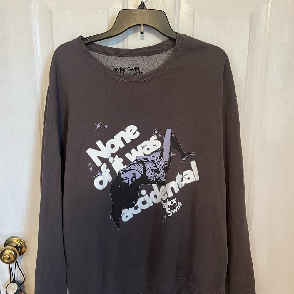 Taylor Swift Charcoal Sweatshirt with White Graphic Midnights Era